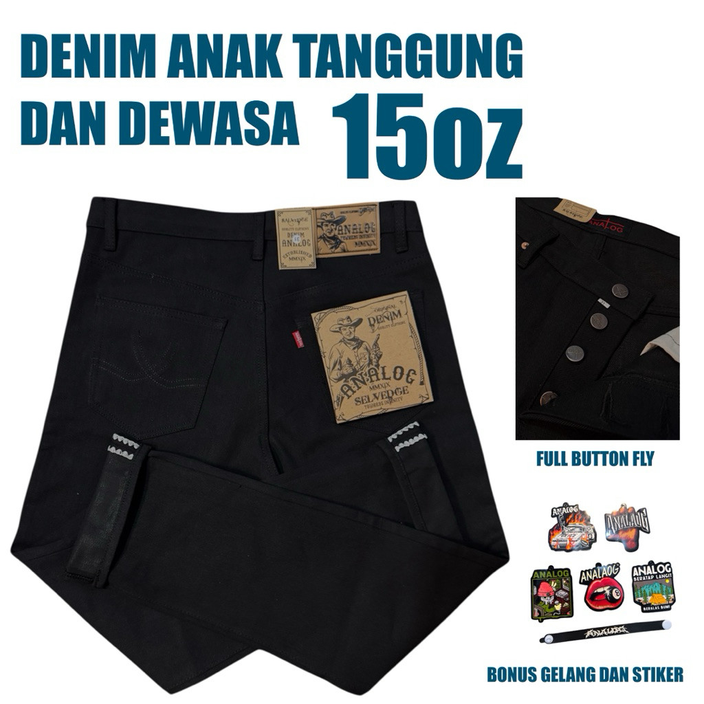 DENIM ANALOG FULL BLACK/DENIM SELVEDGE ANALOG/SELVEDGE DENIM ACCENT 15OZ/JEANS DENIM DENIM SELVEDGE/