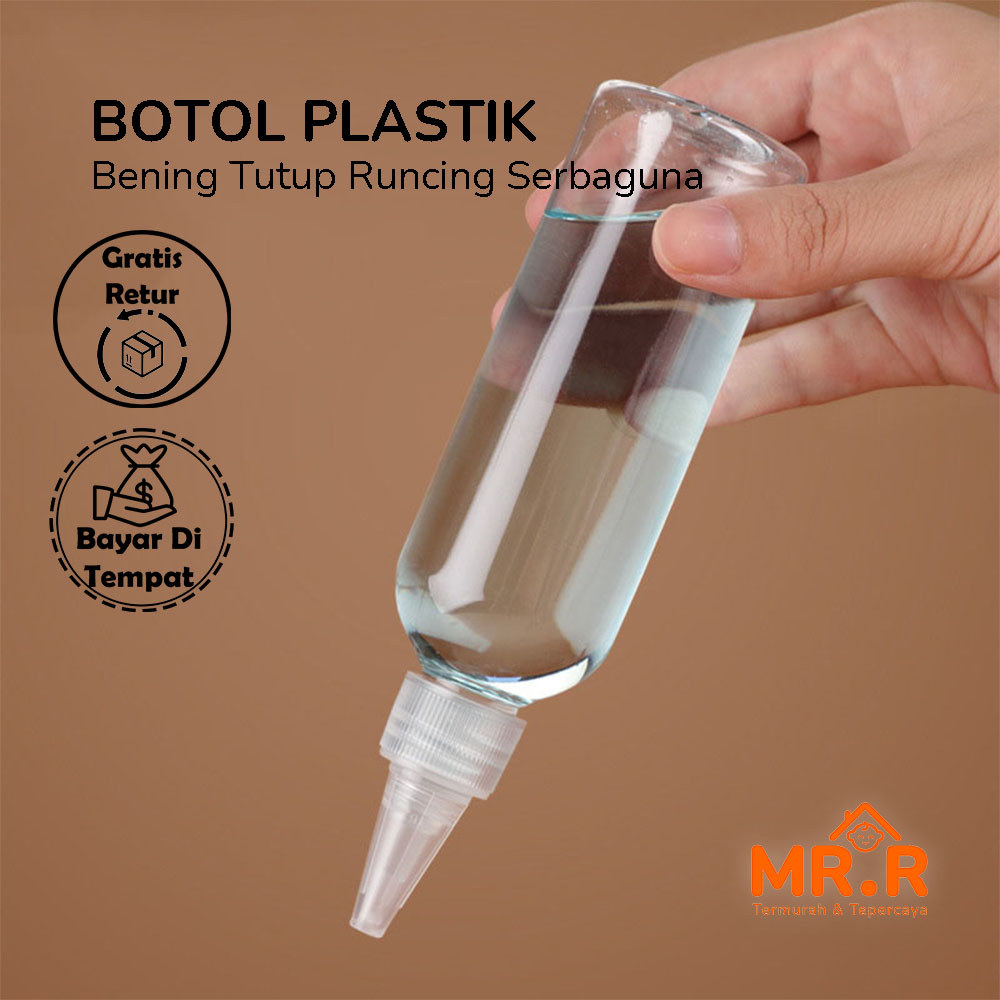 Botol Refill Mini Transfaran Model Nozzle Botol Plastik Kecil 50 ML Tutup Lancip Botol Refill Cairan