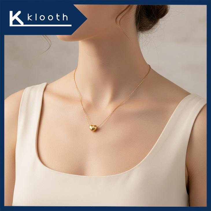 Klooth.id - Kalung Titanium Wanita Italy Kaca Liontin Hati Gold