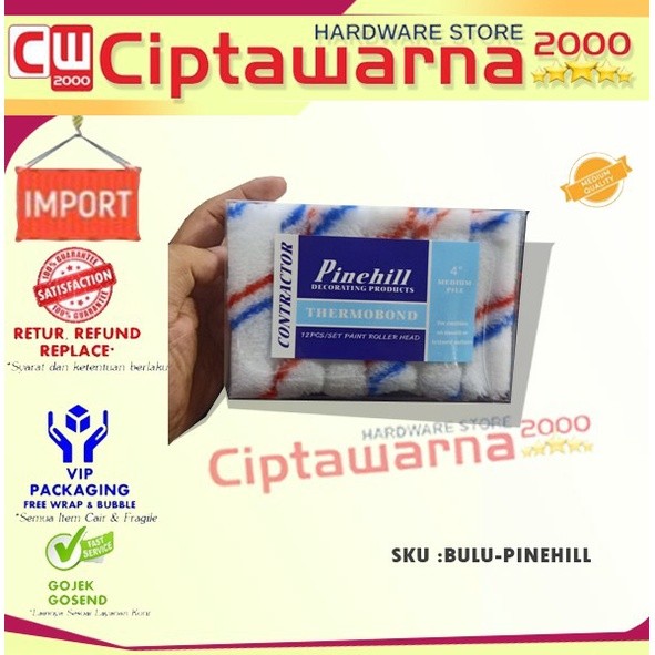 Bulu Kuas Roll Pinehill Putih loreng 4" Kapal cat kapal /lusin - D1 CWS