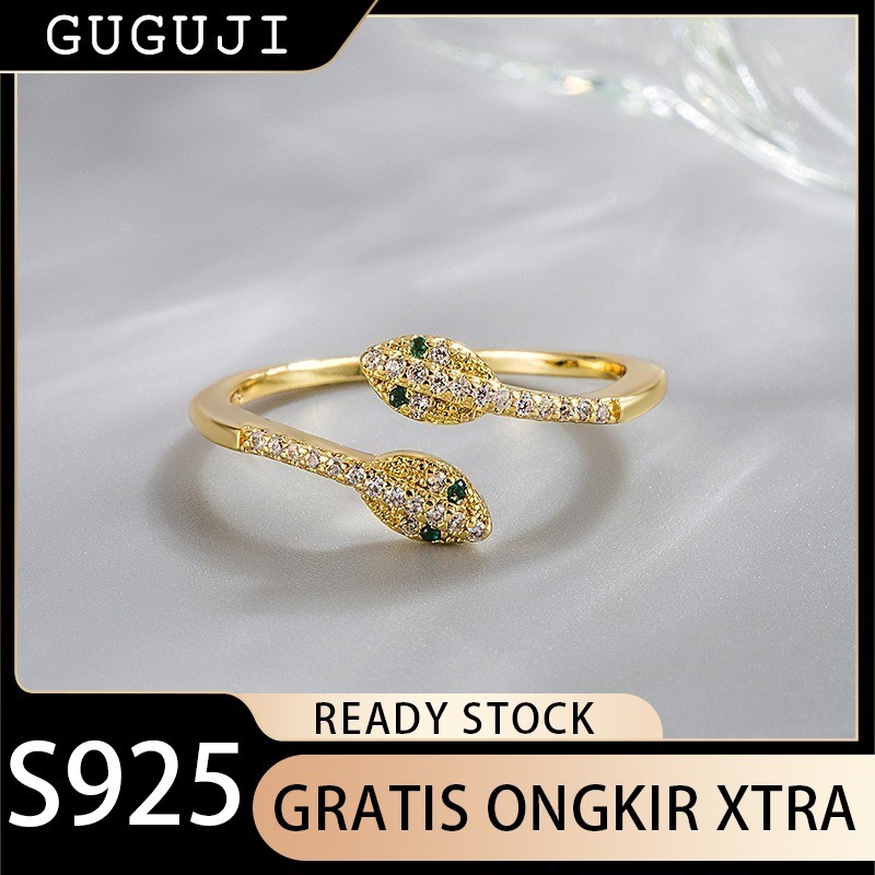 GUGUJI Cincin Hewan Tautan Besar Bentuk Ular Kupu-Kupu