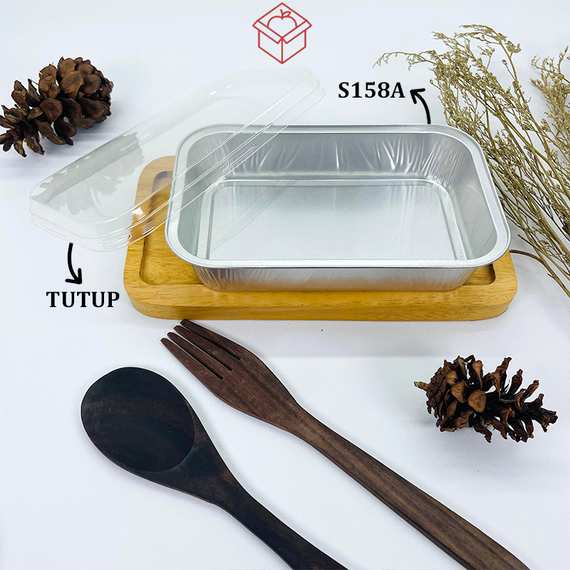 Alumunium Foil Tray S158A Cup + Tutup Mika Plastik Pastel Tutup Lasagna Mentai Rice Klapertart