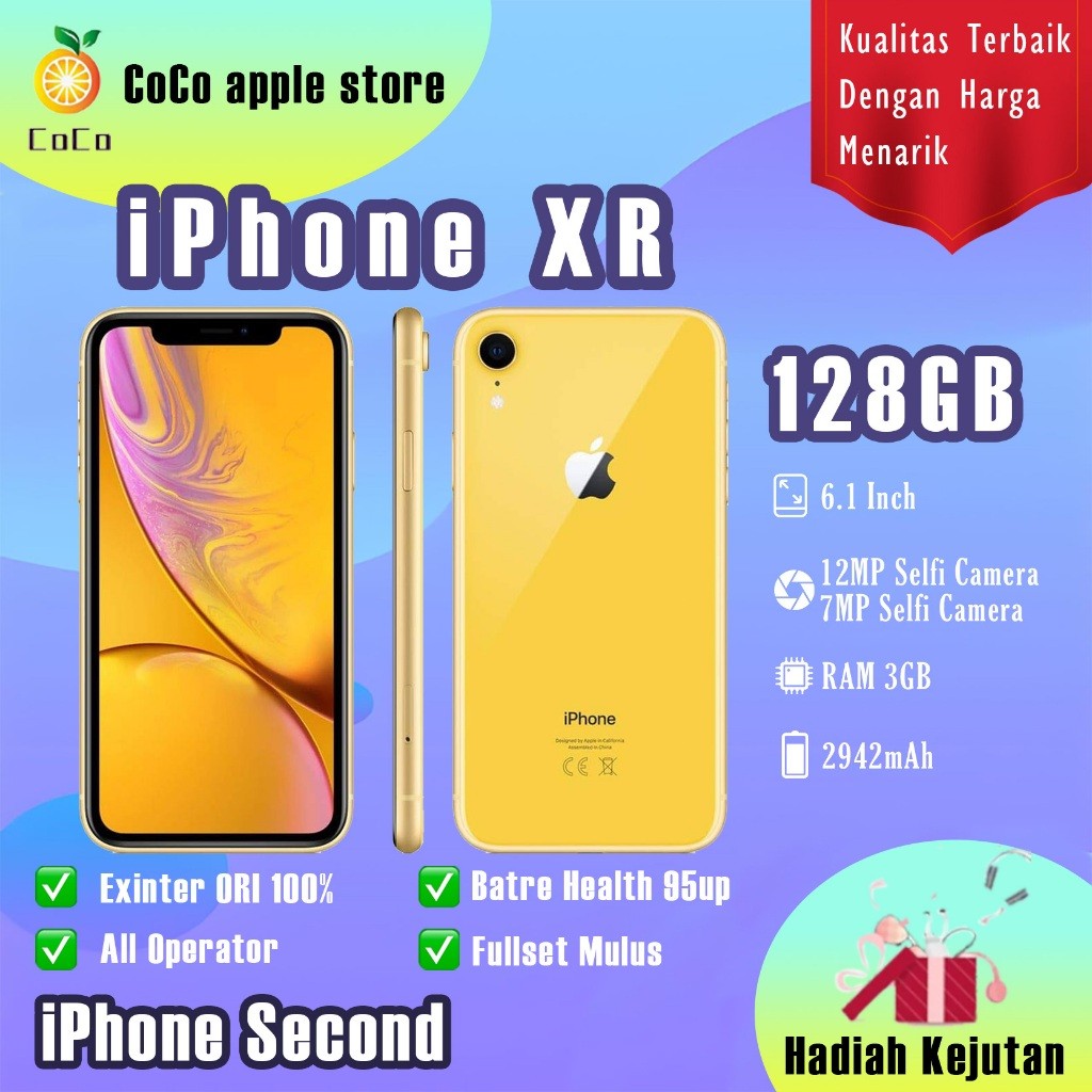 iPhoneXR 128GB Second Bekas Original100% Silent All Sim Fullset Mulus Normal Hp 3utools All Green
