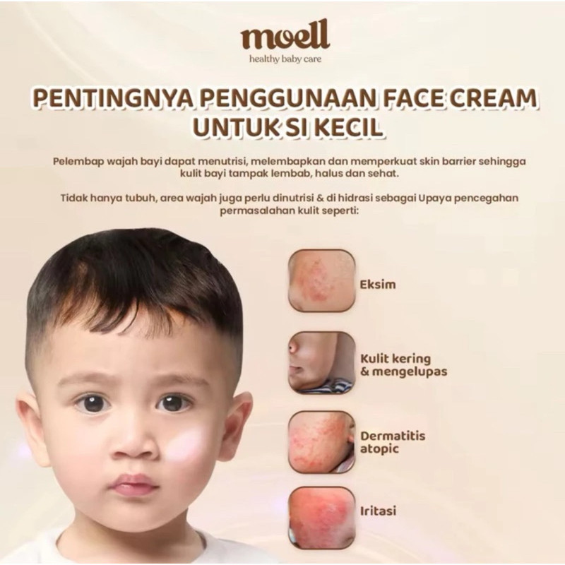 Moell Face Cream Healthy Glow Barrier 40gr / Krim Muka Bayi dan Anak /Moell Krim Wajah
