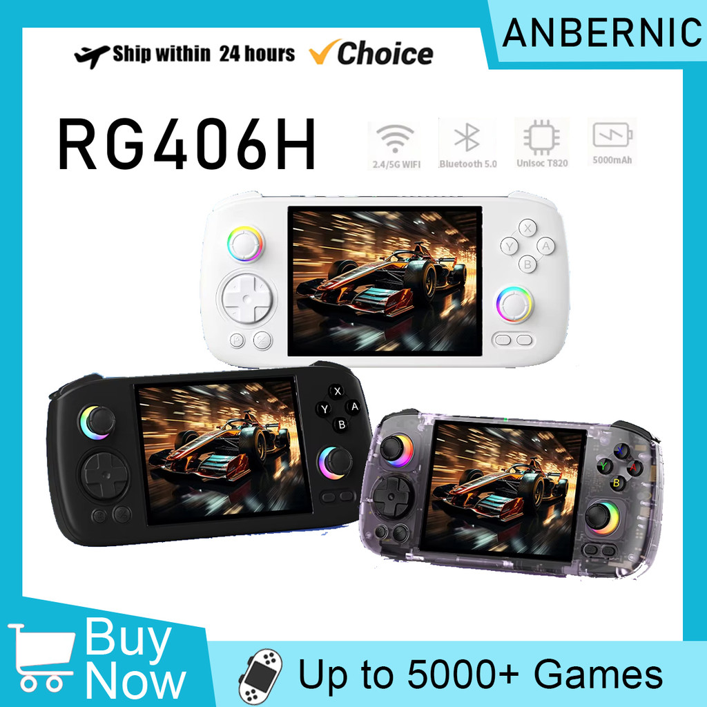 ANBERNIC RG406H Handheld Game Console 4 In IPS Multi-tou Screen Android 13 Video Game RG 406H 3D Hal