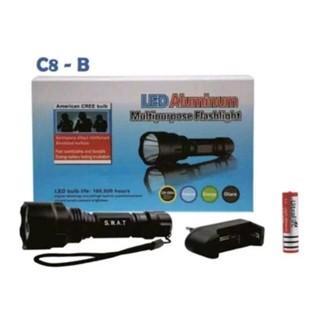 Senter Compact LED police Q5 swat sinar kuning batrai 18650 Baterai