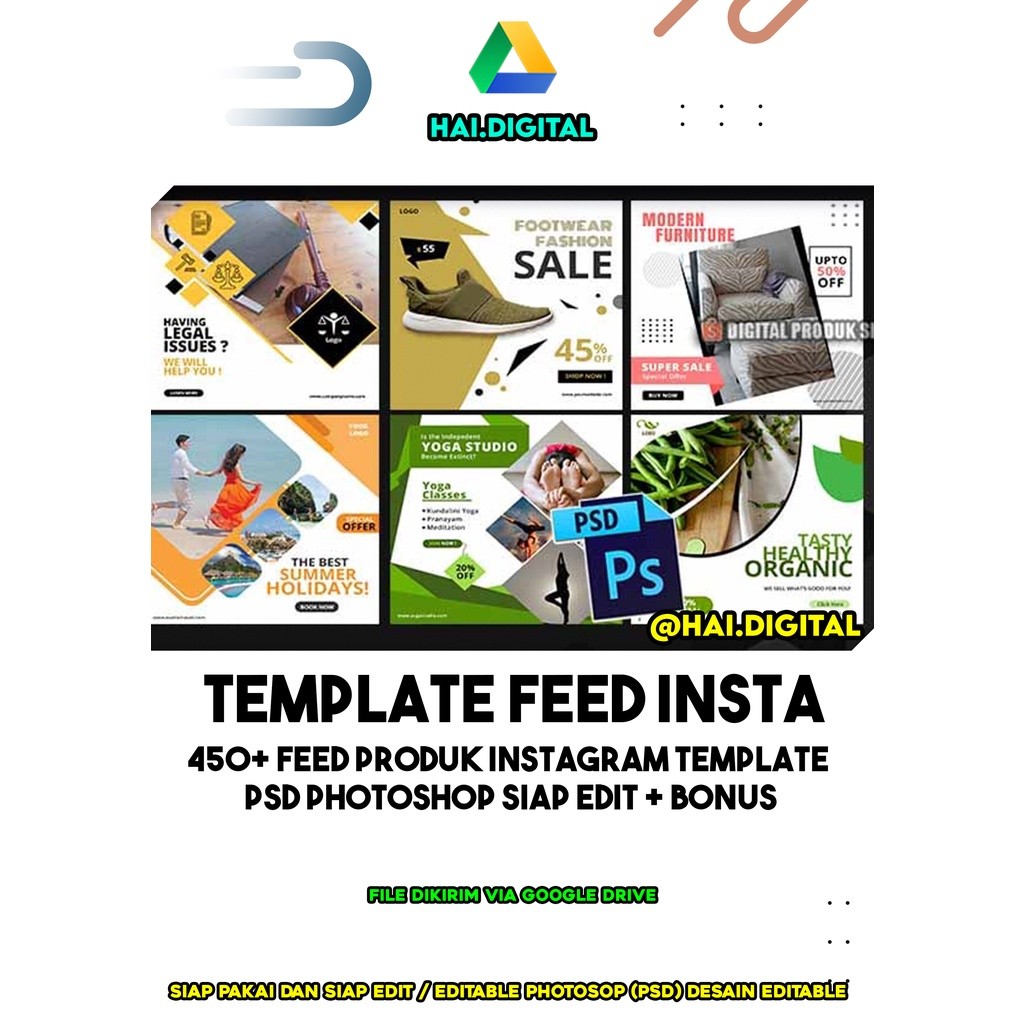 450+ Feed Produk Instagram Template PSD Photoshop Siap Edit + Bonus