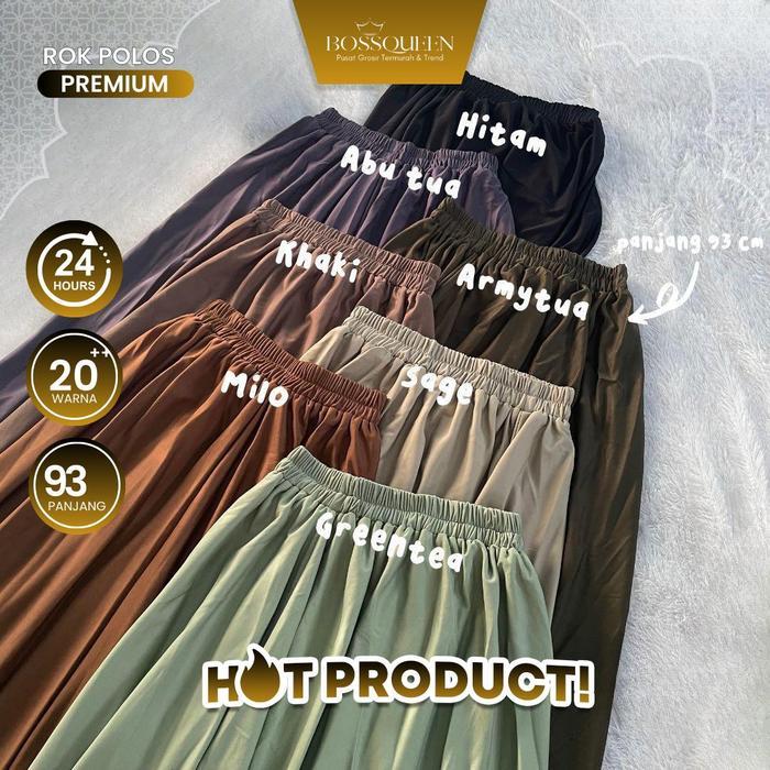 promo  -ROK POLOS PREMIUM HYGET GRADE A Karet Muslim nita Bahan Desa Panjang Hitam Katun outfit  mus