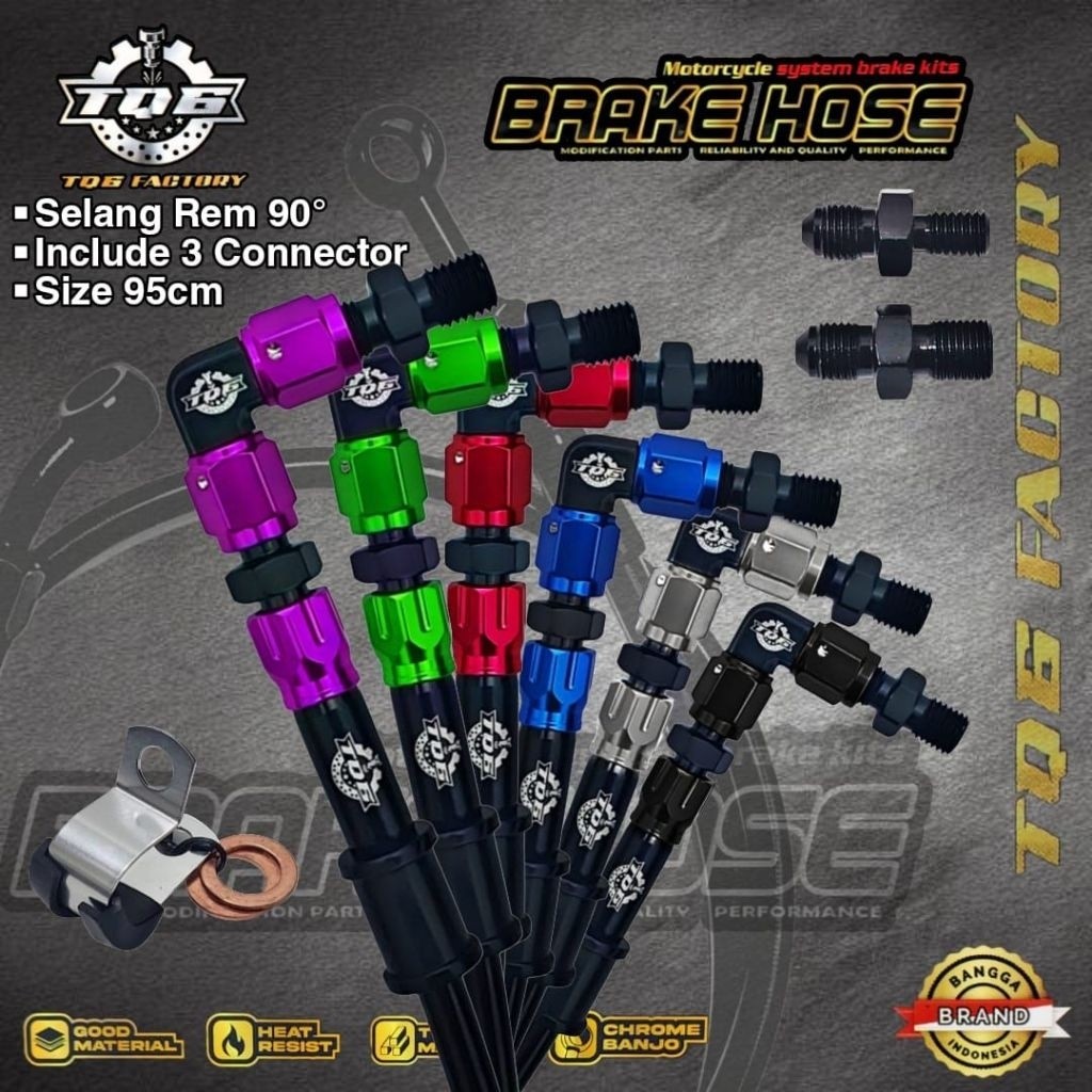 Selang Rem 90 Derajat TQG 95cm Karbon Motor Beat Mio Vario Aerox Rx King Bebek Matic Moge DLL