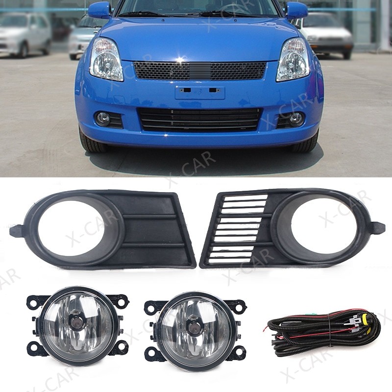 1Set Halogen Front Bumper Fog Lamp Foglight Cover Frame Wires Harness  For Suzuki Swift 2005 2006 20
