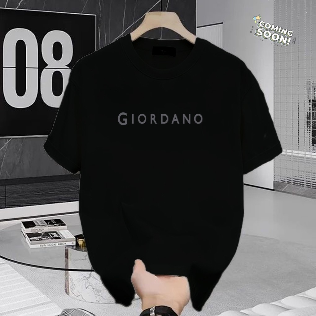 [kaos pria distro]Kaos/Pria/Lengan Pendek/Cetak / Desain Teks GIORDANO Minimalis Khas, Bahan Katun N