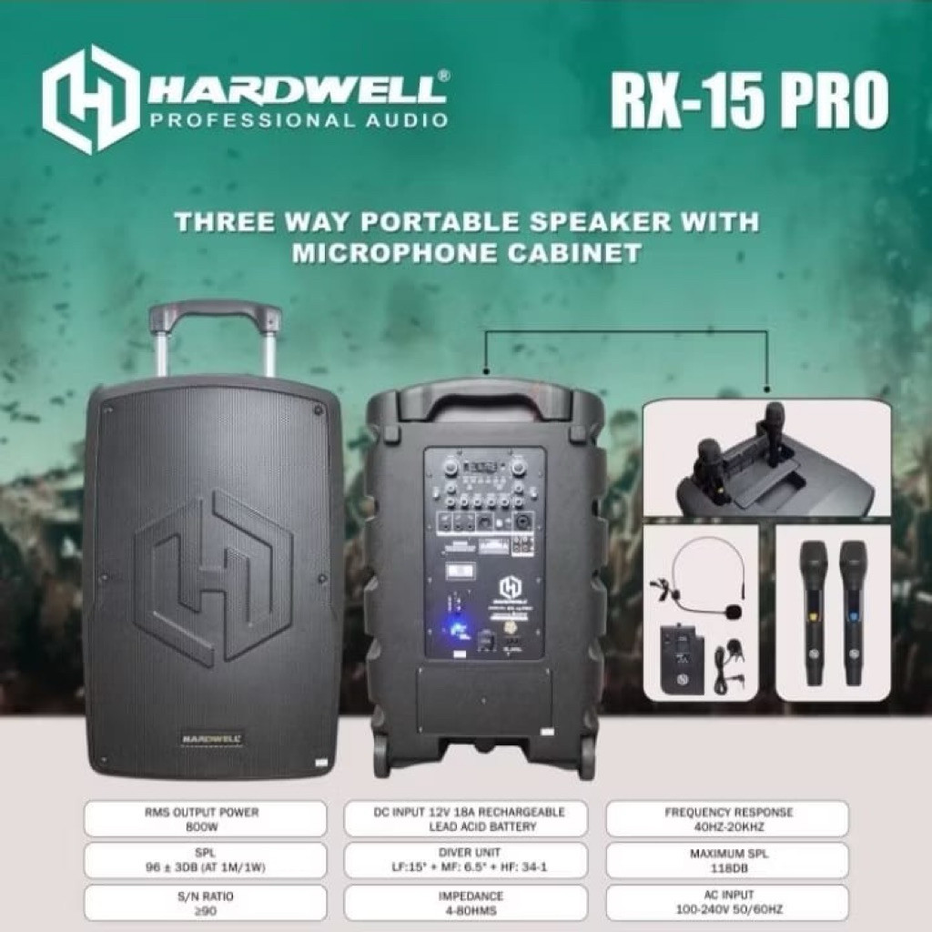 Speaker Portable Hardwell Rx15pro Original Speaker Portable Hardwell 15inch