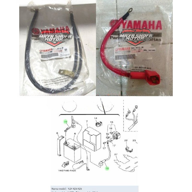 KABEL AKI PLUS MINUS YAMAHA R25 PART ORIGINAL YAMAHA