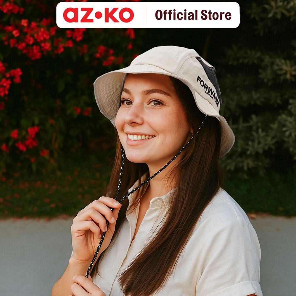 AZKO Ataru Topi Bucket Forward - Putih Aksesoris Kepala Bucket Hat Topi Stylish Unisex Serbaguna Aks