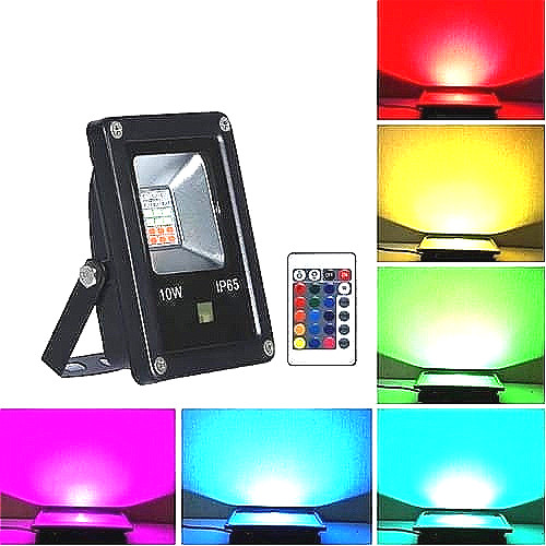 LAMPU SOROT RGB EMICO 10W 10 WATT LED FLOOD LIGHT TAMAN OUTDOR WARNA WARNI PLUS REMOT CONTROL