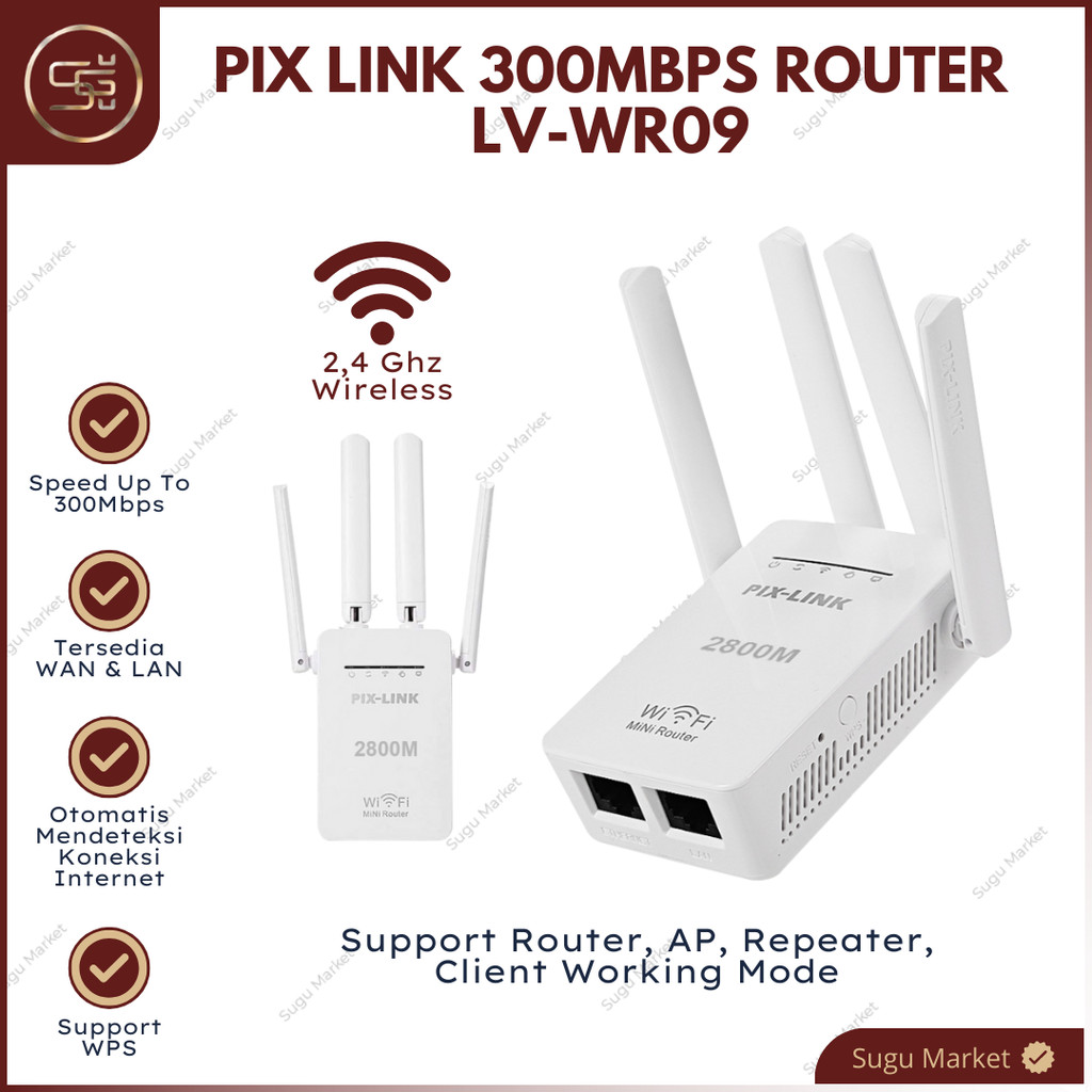 PIX-LINK 300M Wireless Wifi Range Extender Router Repeater AP LV-WR09