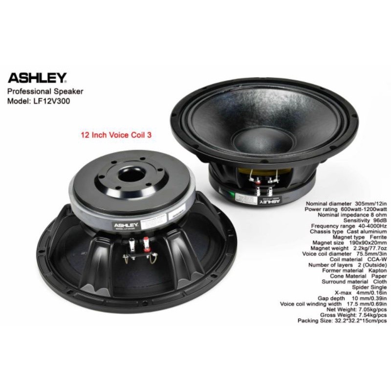 Speaker Ashley 12V300 12 Inch Kualitas Joosss