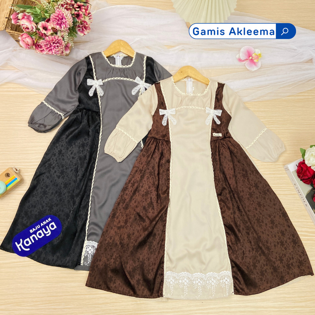 GK GAMIS COUPLE IBU & ANAK AKLEEMA BAHAN RAYON LONG DRESS ANAK PEREMPUAN 1-10 TAHUN