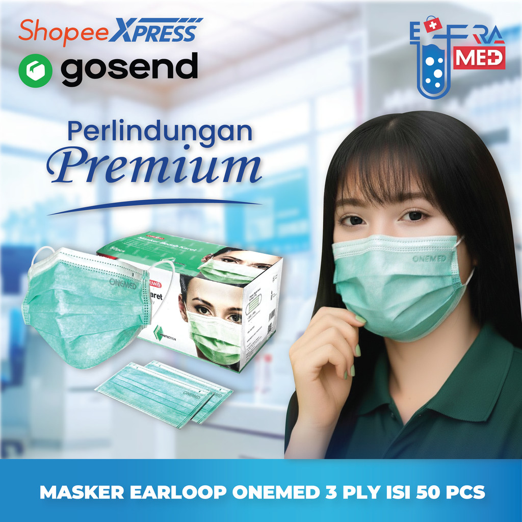 Masker Medis Onemed Earloop 3 ply / Masker Bedah Karet Onemed / Masker Onemed