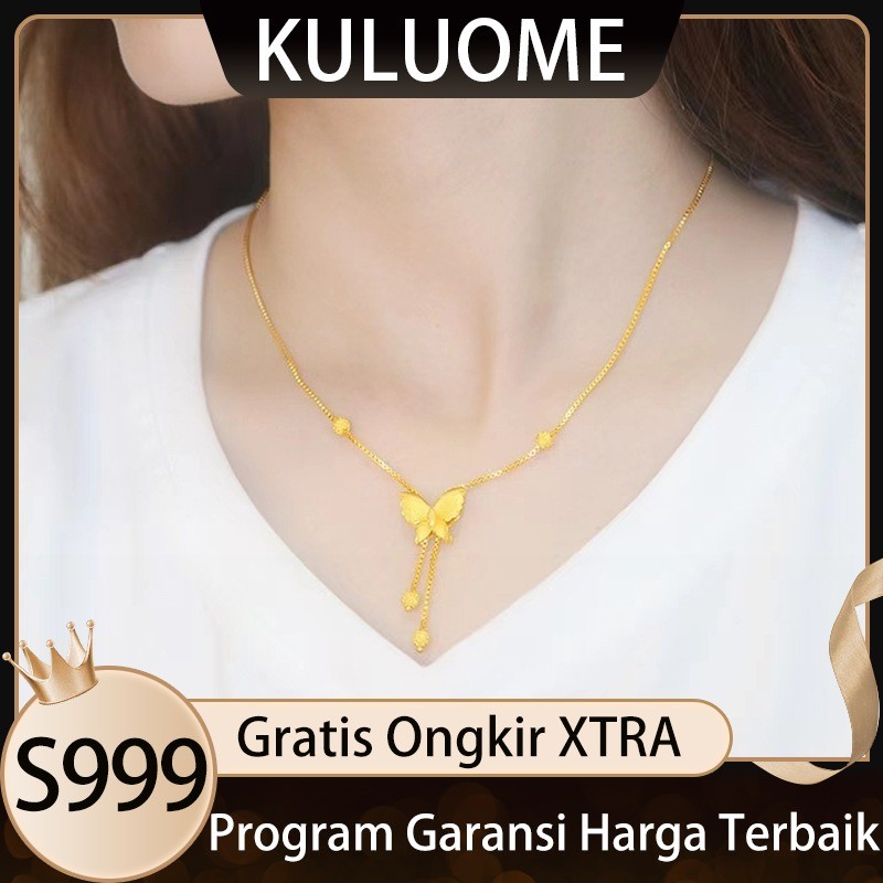 KULUOME Kalung Emas Vietnam Pasir Emas Kupu-Kupu Fashion Kalung Kupu-Kupu s999
