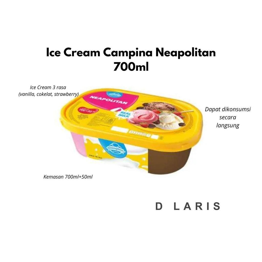 Ice Cream Campina 3 rasa Neapolitan 700ml kotak box es krim rasa coklat vanila stoberi