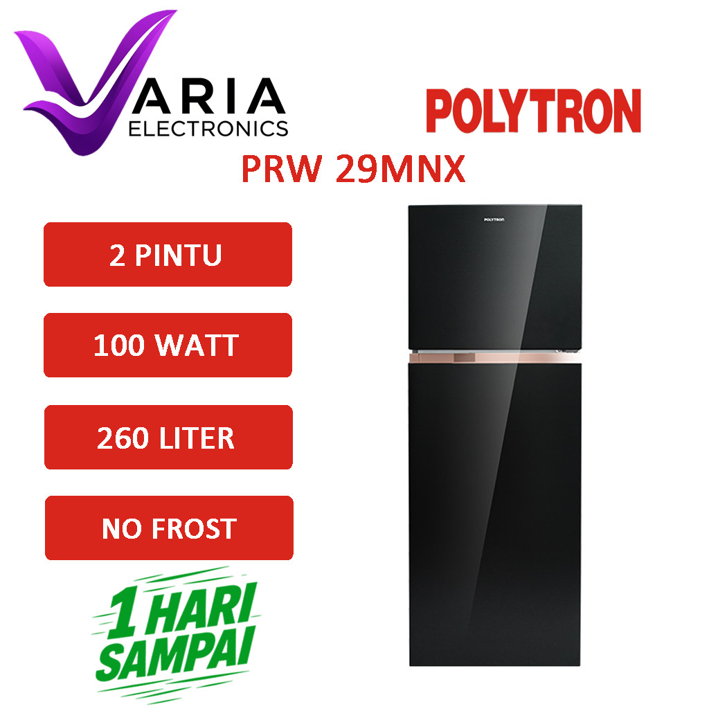 KULKAS POLYTRON PRW 29MNX KULKAS 2 PINTU 260 LITER NO FROST LOW WATT