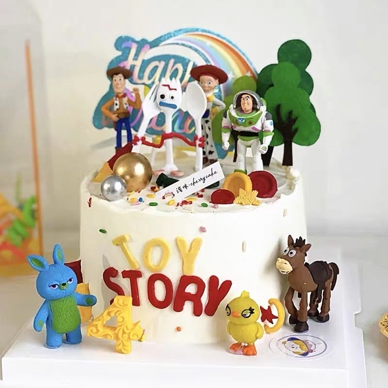 Topper Boneka Toy Story 1 set isi 7pcs dan 8pcs Woody Buzz Jessie Bullseye Horse Forky Ducky Bunny L