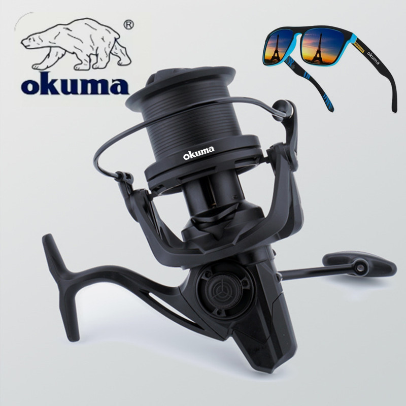 OKUMA Big Spinning Fishing Reels Powerful Saltwater Freshwater Carp 8000 9000 10000 12000 14000 Seri