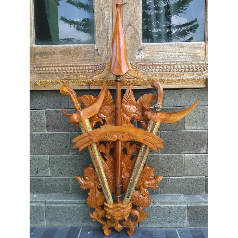 Blawong Keris dan Tombak Ukiran Naga Raja Kayu Jati HK2