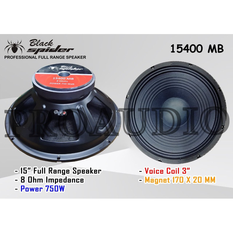 Speaker Komponen Black Spider 15 Inch 15400 M BS 15400M BS 15400 MB Original