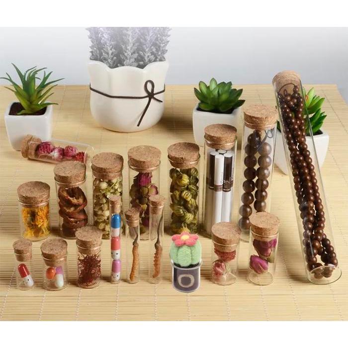 Botol Gelas Kaca Tutup Kayu - Straight Kotak Rosario Tempat Kalung + Tutup Kayu Botol Hiasan / Souve