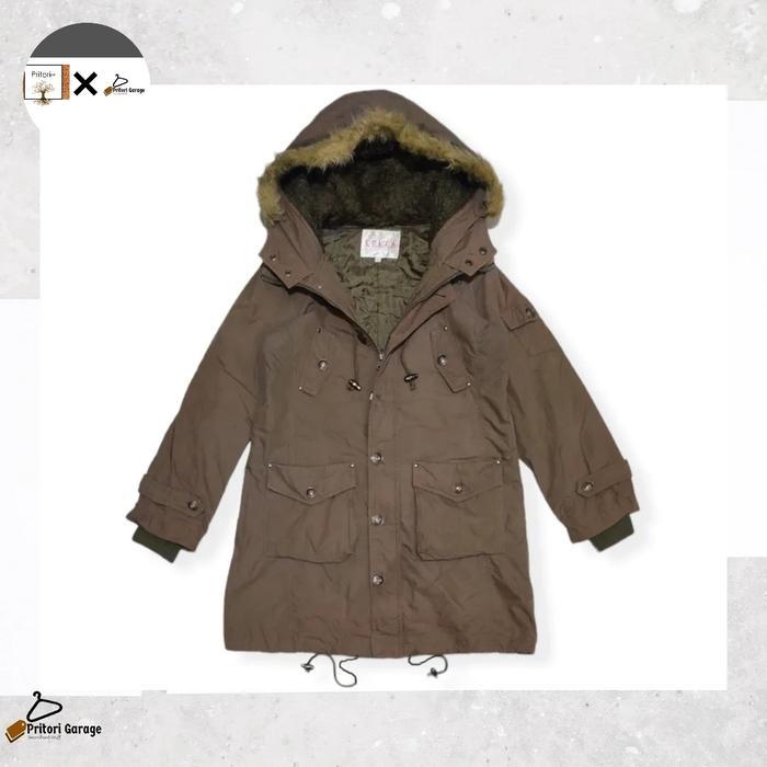 Parka Utility Outdoor Fur Hoodie Jacket Colza Dark Brown Color Vintage