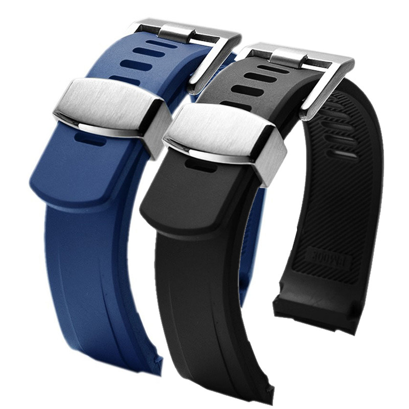 Fluorine Rubber Watband for SEIKO Prospex Series SRPE99K1/SRP777J1 SRPC91J1/25J1 Curved interface St