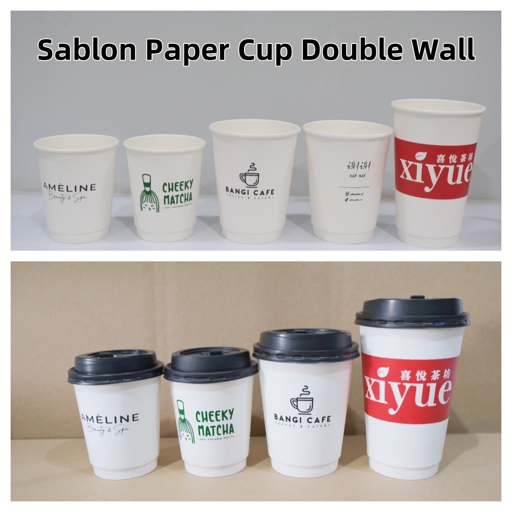 Sablon Paper Cup Tebal Double Wall  8oz 12oz 16oz