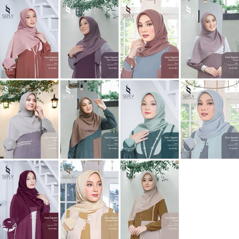 SEPLY HIJAB Sara Square Bahan Egypt || KERUDUNG Segi Empat || PROMO BAZAR