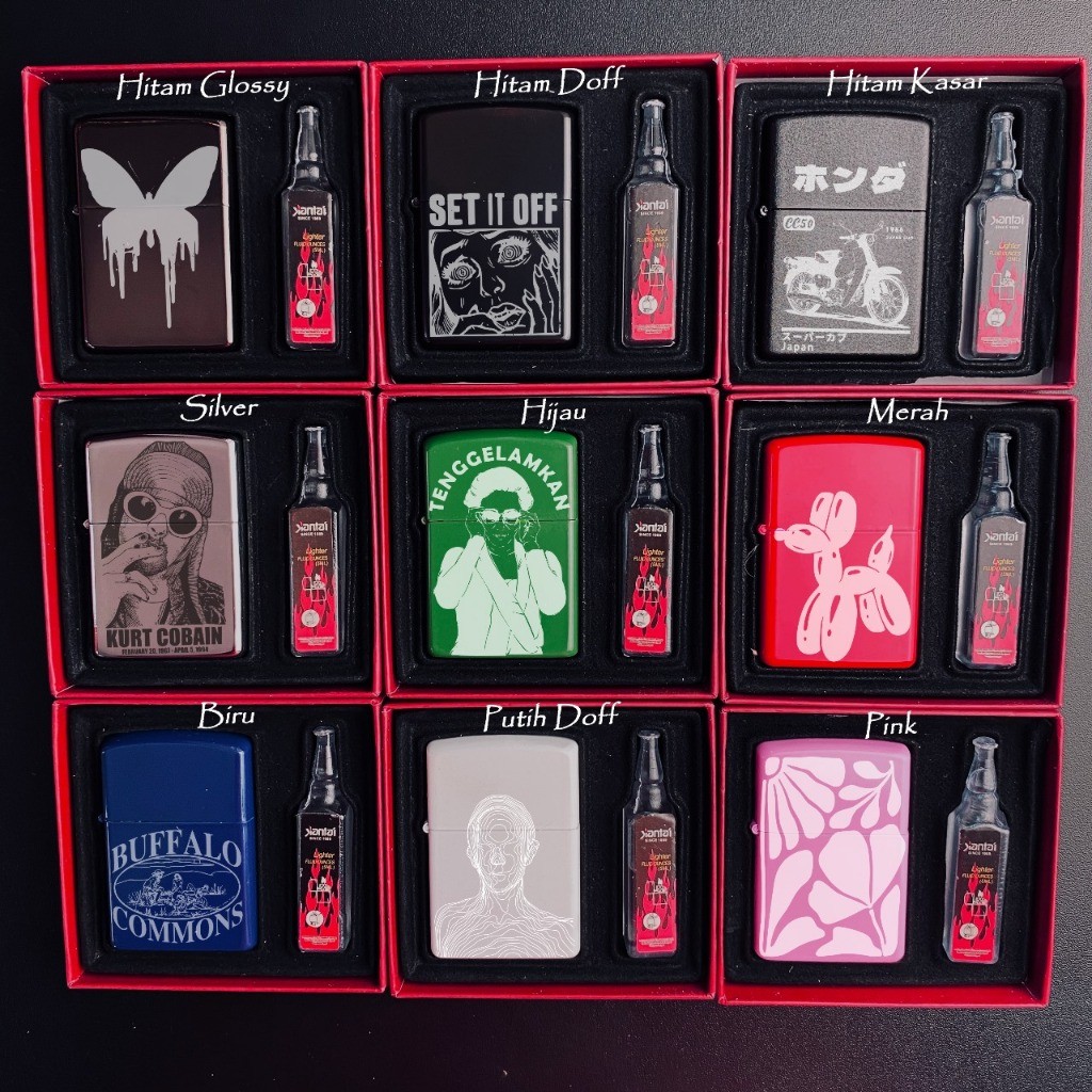 korek api minyak/pemantik api Grafir Custom Nama Dan Logo Gambar satu paket plus minyak