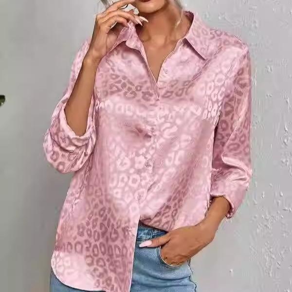 SALE - 99029 Kemeja nita satin enam rna, motif macan tutul ta dimensi, atasan panjang Muslim longgar