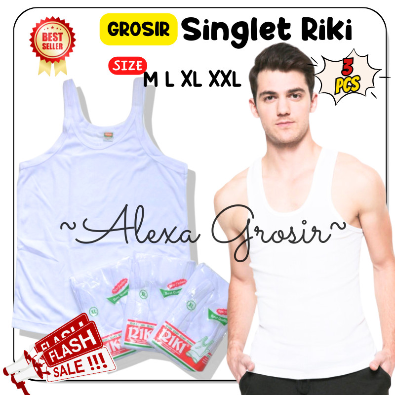 3 PCS Singlet Kaos Dalam Pria Kaos singlet Pria RIKI