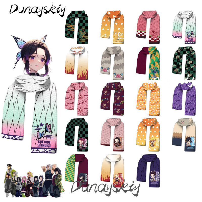 Tanjiro Nezuko Kamado Zenitsu Agatsuma Shinobu Koo Cosplay Costume Set Anime Manga Scarf Polyester W