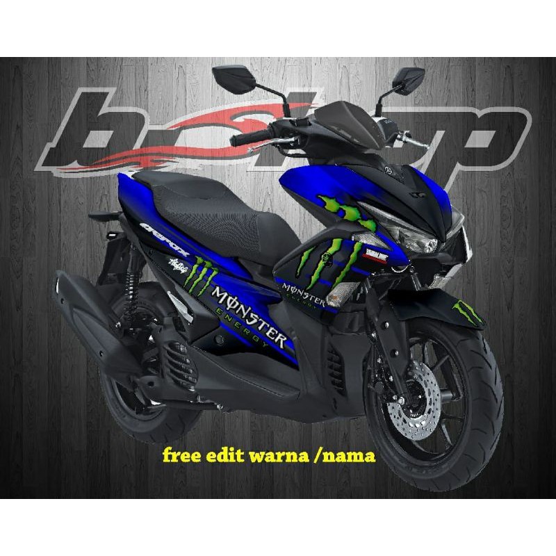 decal aerox monster energi blue motif