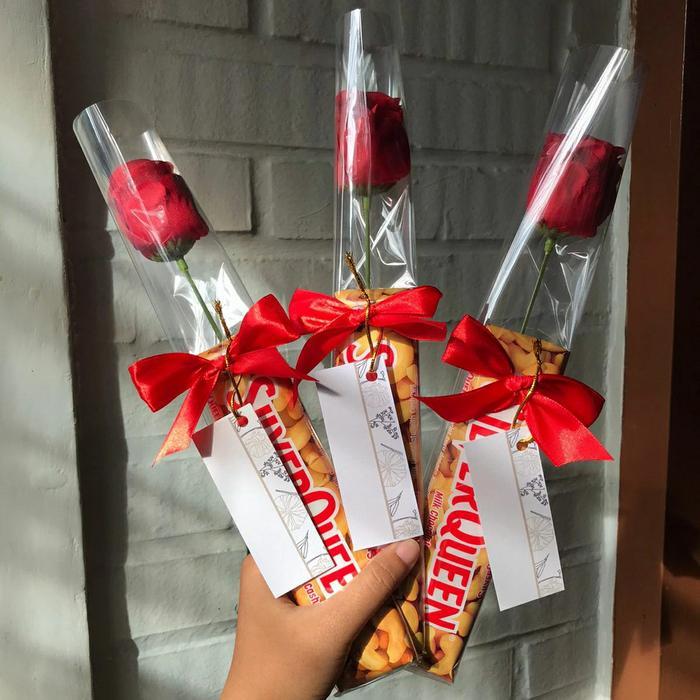 buket, buket mawar, buket coklat, mawar 1 tangkai, coklat, valentine