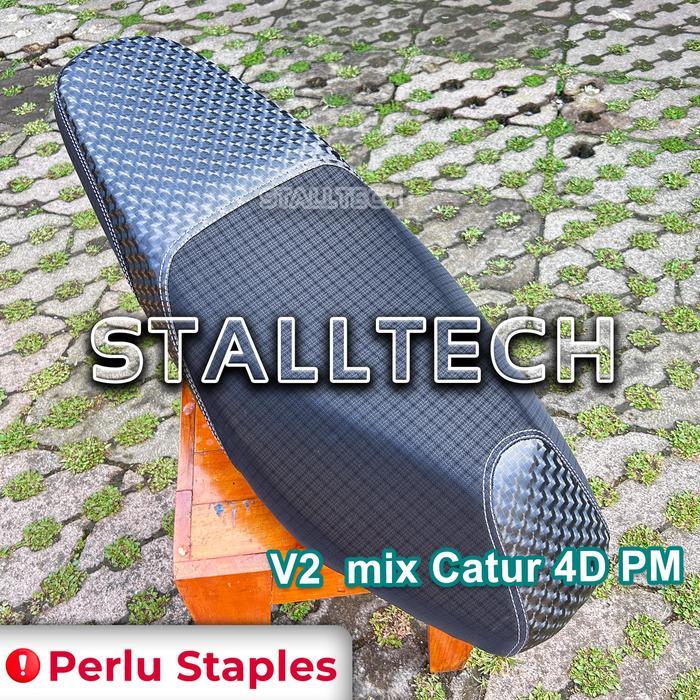 kulit jok 3 jahitan motif catur 4D pm mix carbon sarung v2 - V2 mix V3 (PM), Vario 125/150, Benang P