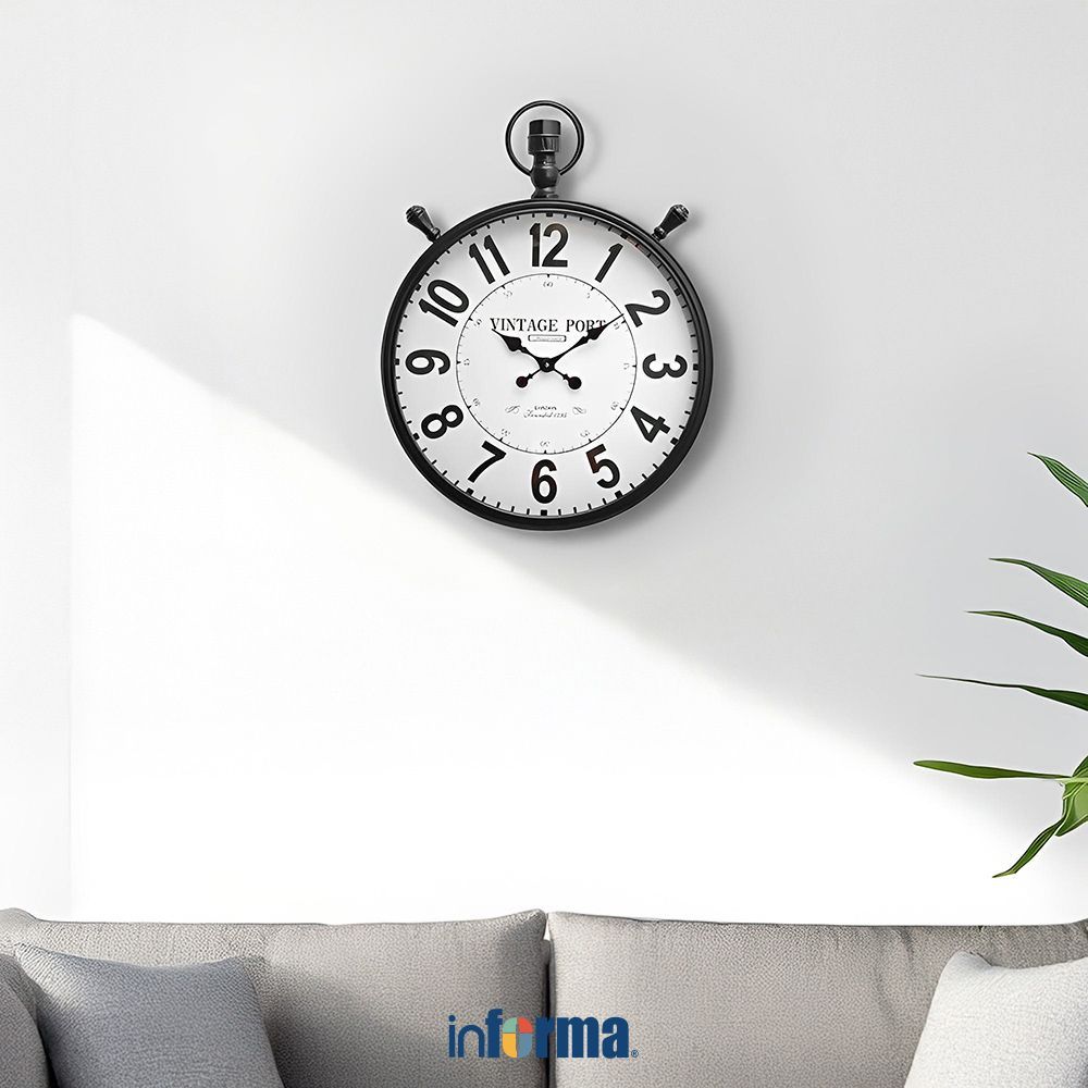 Informa 50x10 cm Jam Dinding Hw21B002Hom - Hitam Wall Clock Jam Tembok Aesthetic Dekorasi Rumah Hias