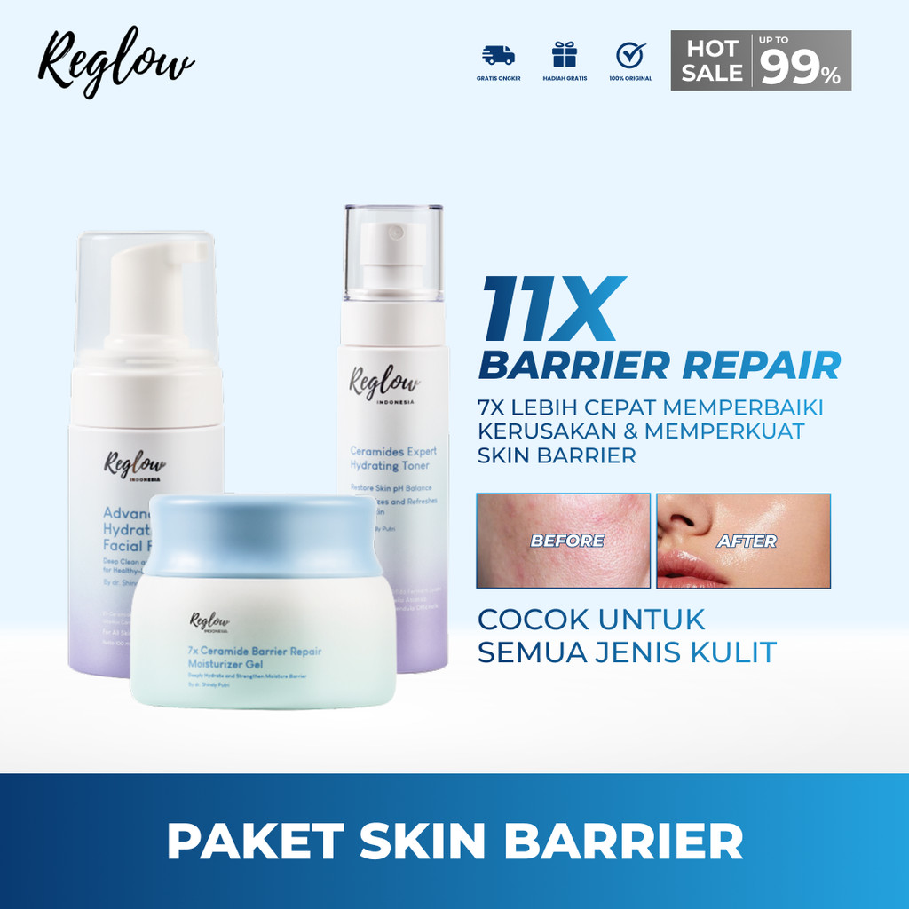 REGLOW PAKET BOOSTER SKIN BARIER 1 PAKET ISI 3 FACIAL FOAM MOISTURIZER HYDRATING TONER  COD SALE