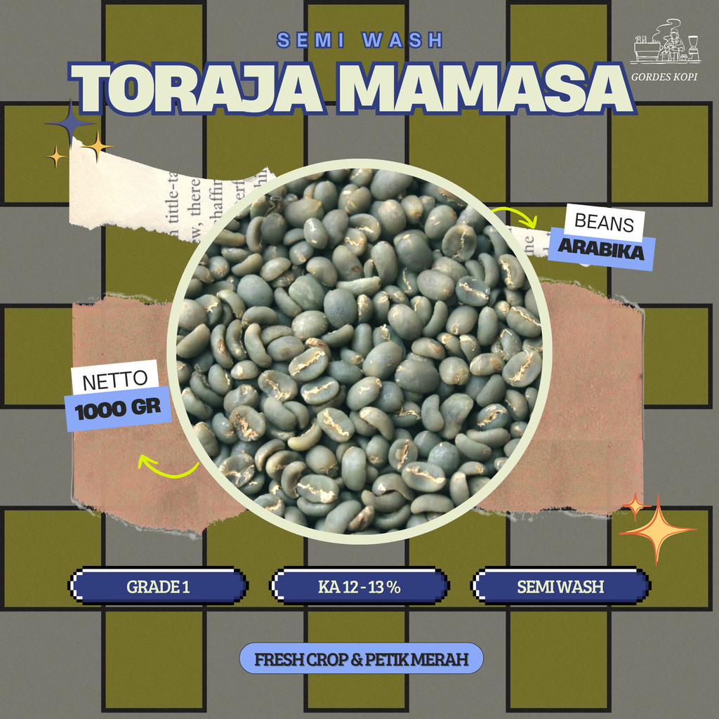 Green Bean Arabika Semi Wash Toraja mamasa | Biji Kopi Mentah 1Kg