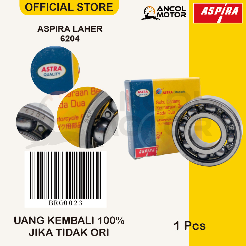ASPIRA LAHER BEARING 6204 RODA DEPAN SUPRA BEAT MIO SCOOPY ORIGINAL
