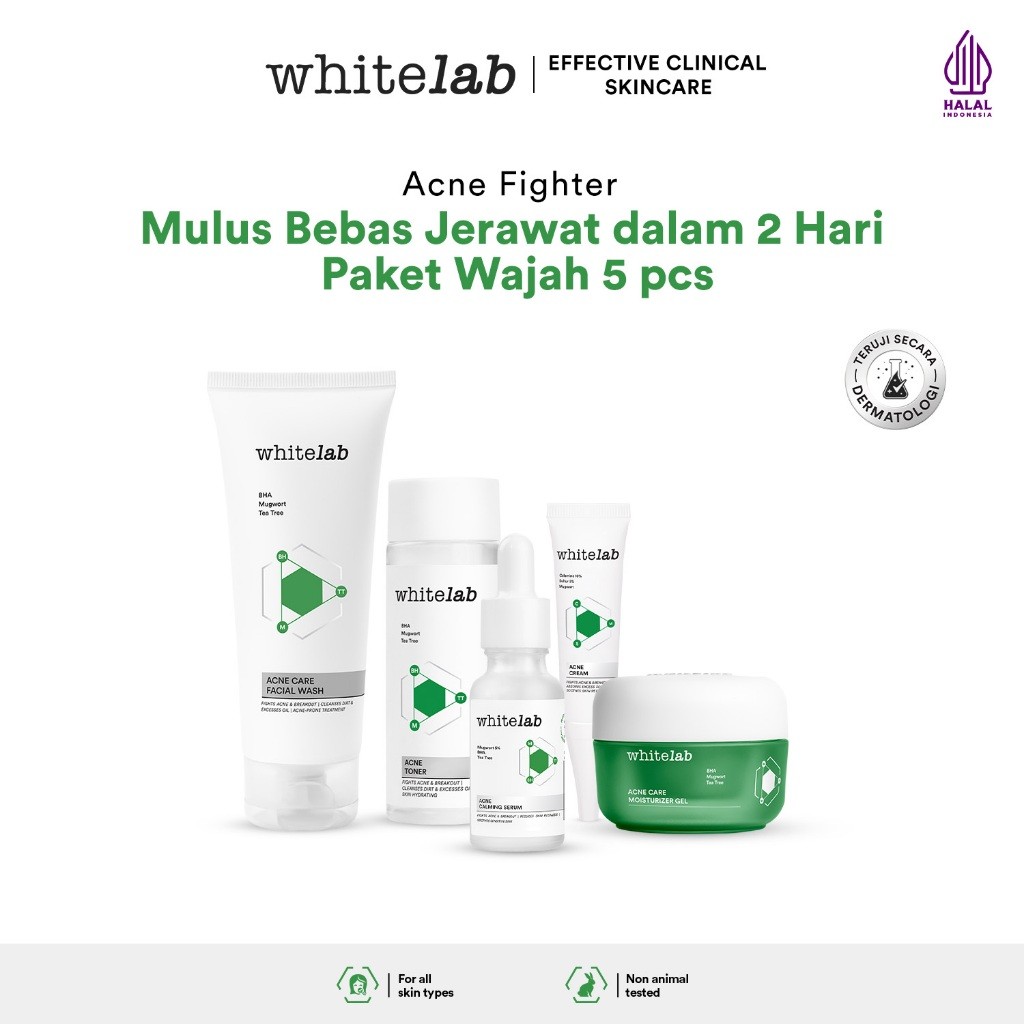 MFI - Whitelab Acne Series Lengkap | Facial Wash | Toner | Serum | Moisturizer | Acne Cream Paket Sk