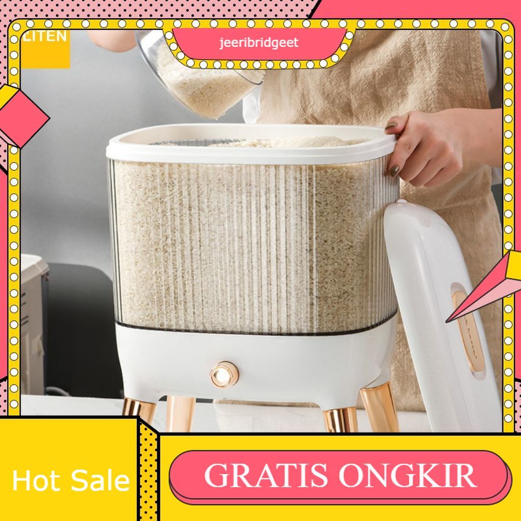 Dispenser Beras Sultan 10kg Dengan Takaran 1 Liter Kontainer Beras Mewah Kotak Beras