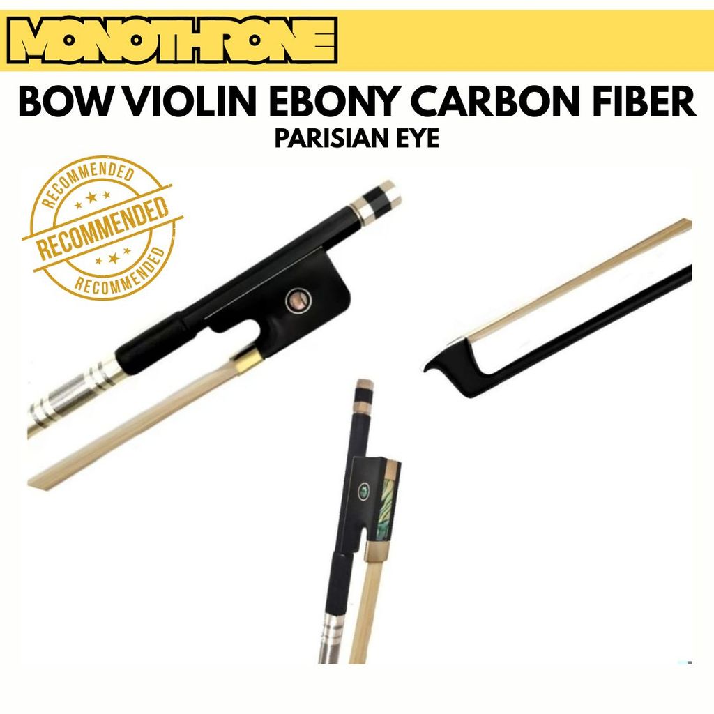 Bow Biola 4/4 Violin Busur Biola Bow Carbon Fiber Karbon Horse Hair Rambut Kuda Ebony Bow Biola Prem