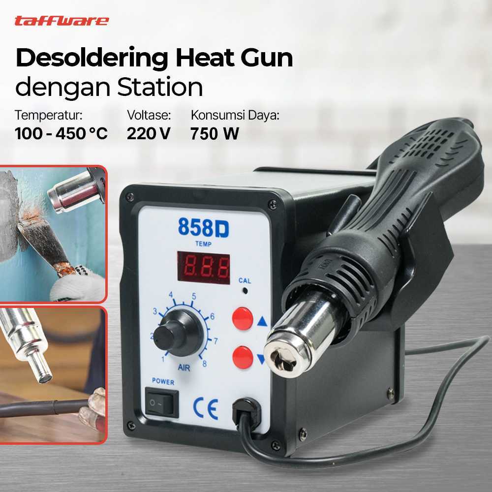 A.S - Taffware 858D Desoldering Heat Gun dengan Station 220V 750W